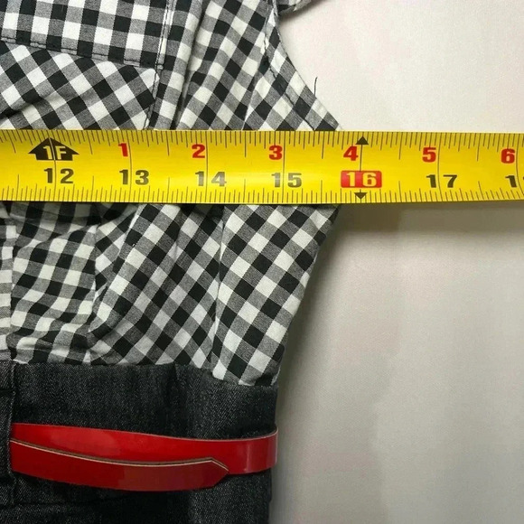 Vintage Guess Jeans Belted Gingham & Denim Dress Size 13 - Picture 11 of 12